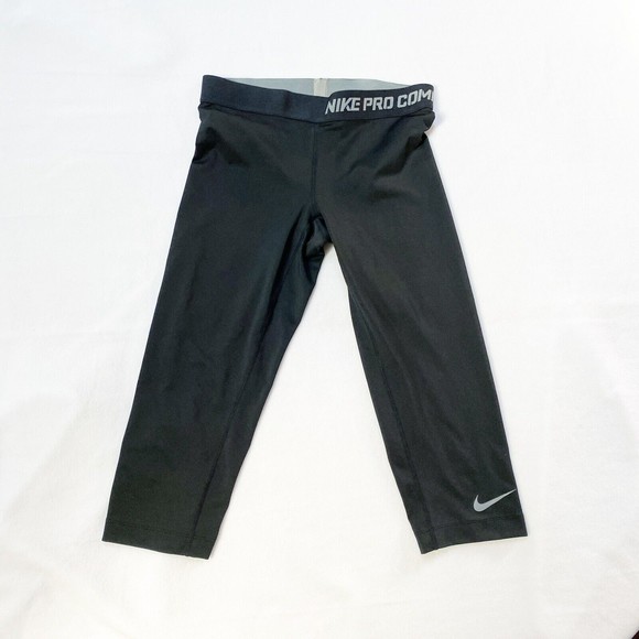 Nike Pro Combat Training Capri Leggings Pants Black Womens Small Athletic 392370 - Picture 1 of 9
